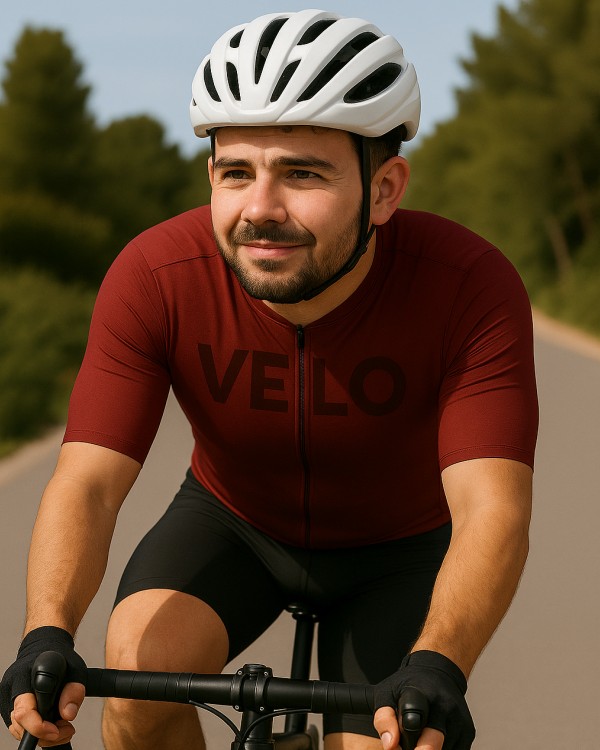 Men's performance cycling jersey in red with subtle logo